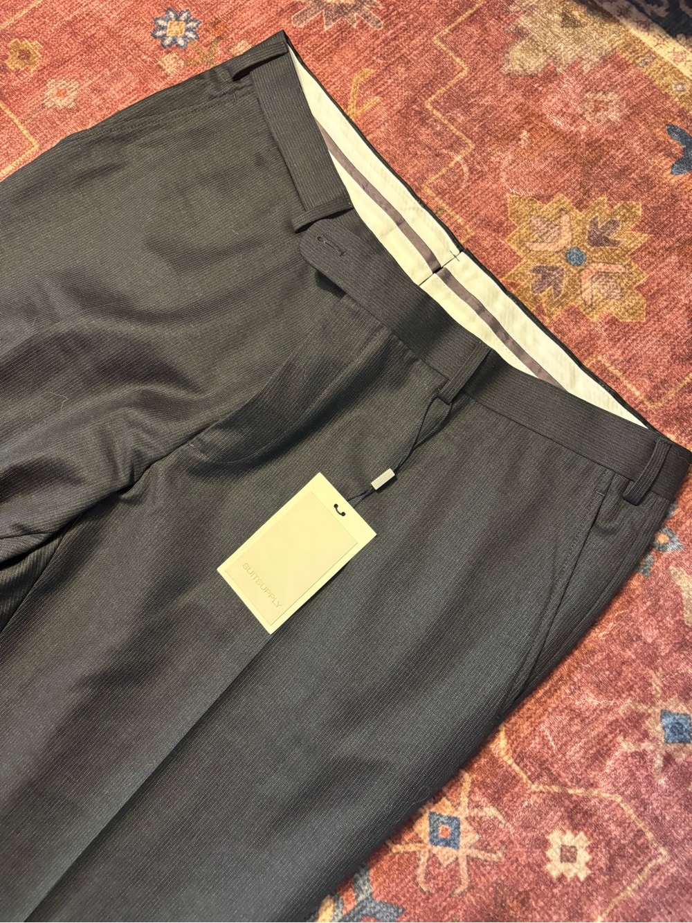 Suitsupply Brescia NWT gray stripe flat front cuffed dress pants size 36US